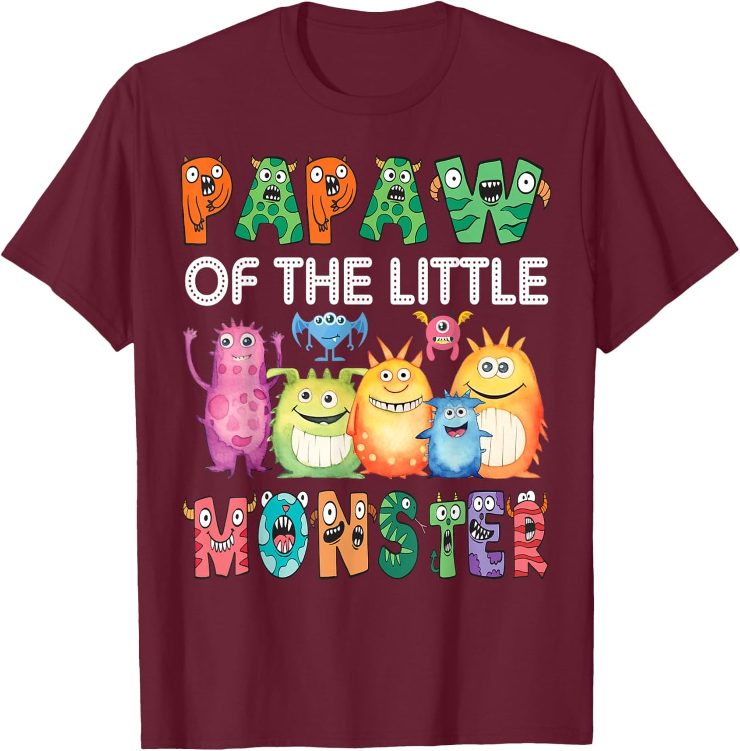 Papaw Of The Little Monster Kids 1St Birthday Party T-Shirt - T-Shirt | Maroon