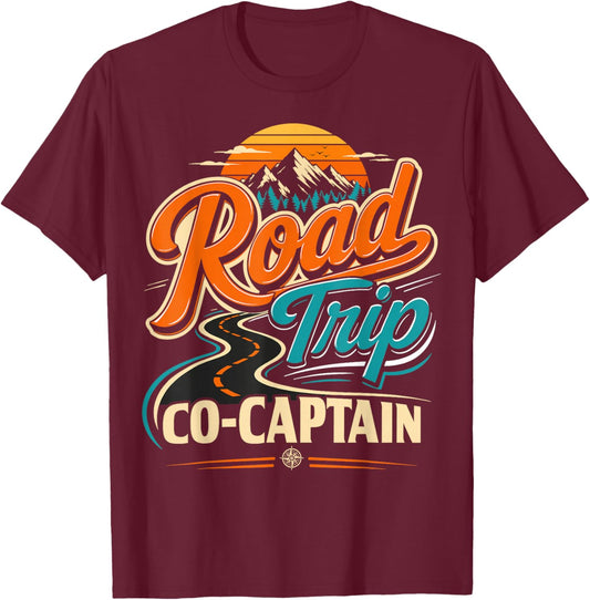 Road Trip Co Captain Vintage Family Vacation Group T-Shirt - T-Shirt | Maroon