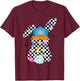 Checkerboard Easter Bunny Tween Boys Girls Teens T-Shirt - T-Shirt | Maroon
