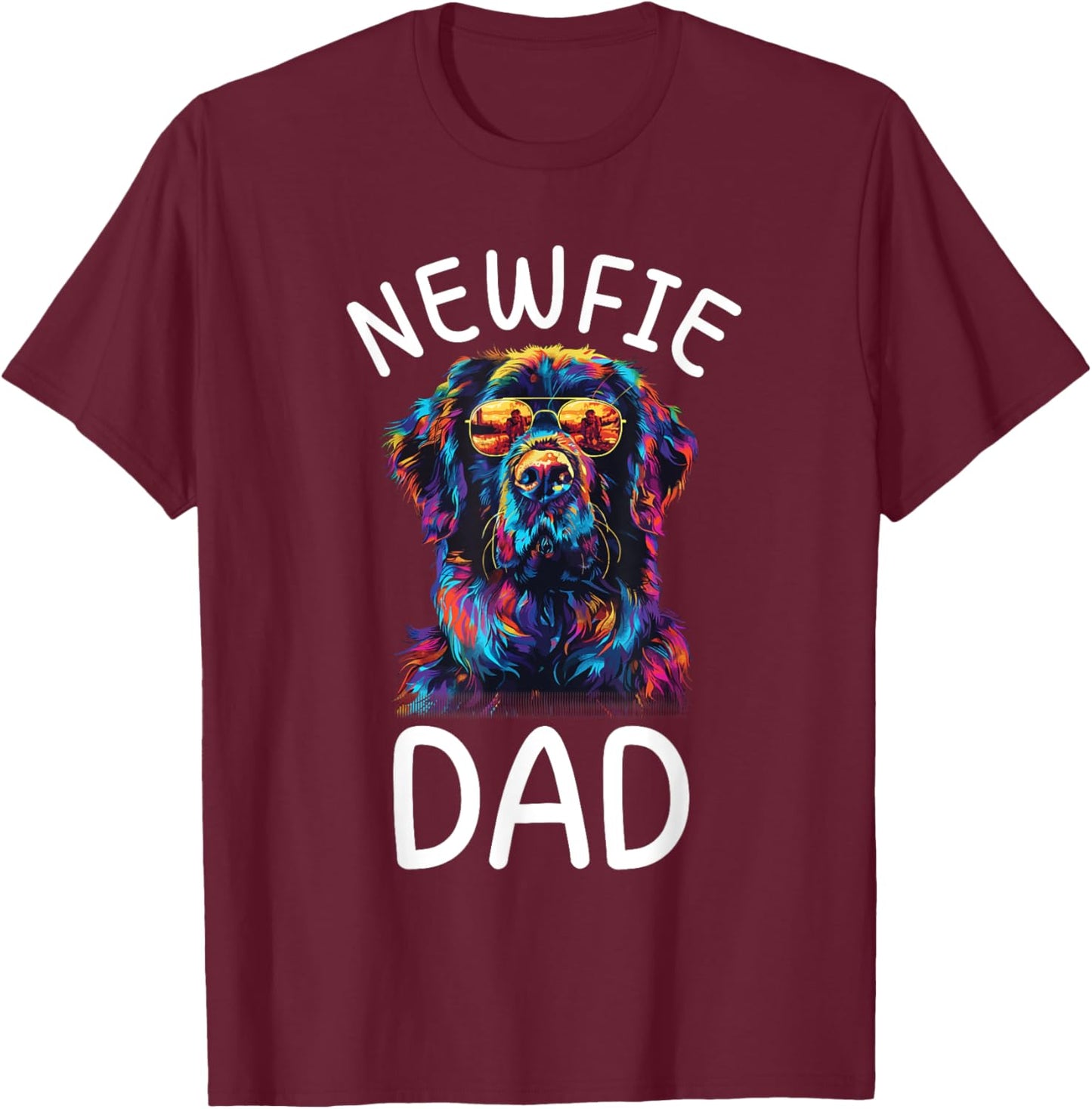 Newfoundland Dad Pop Art Design Newfoundland Dog Lovers T-Shirt - T-Shirt | Maroon