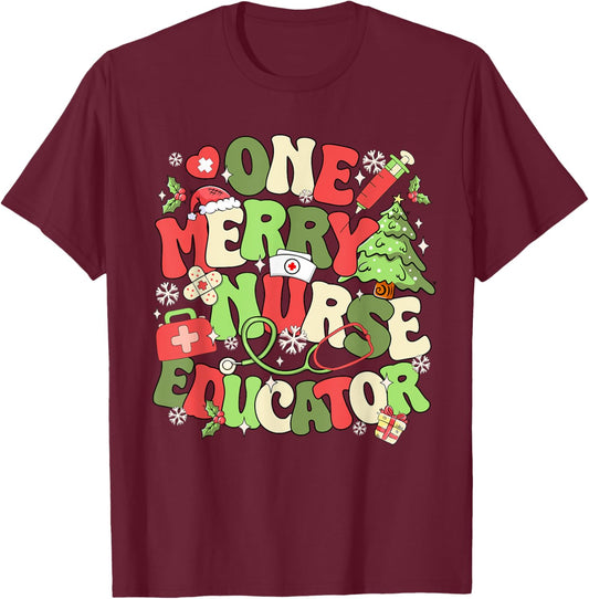 Nurse Educator Christmas Nursing School T-Shirt - T-Shirt | Maroon