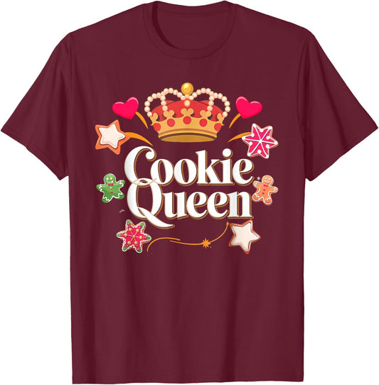 Cookie Queen Funny Xmas Baking Cookies Lover T-Shirt - T-Shirt | Maroon