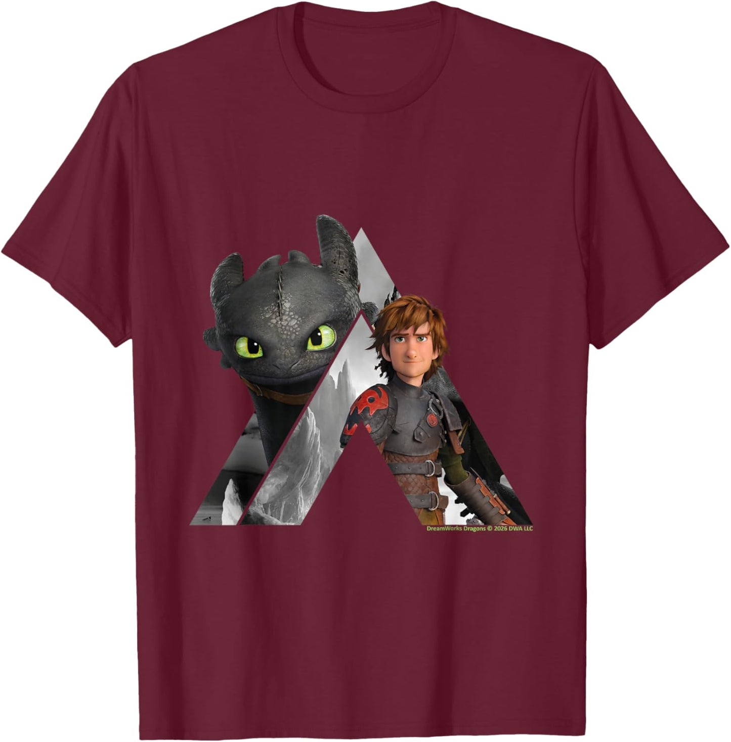 How to Train Your Dragon Toothless and Hiccup Viking Riders T-Shirt - T-Shirt | Maroon