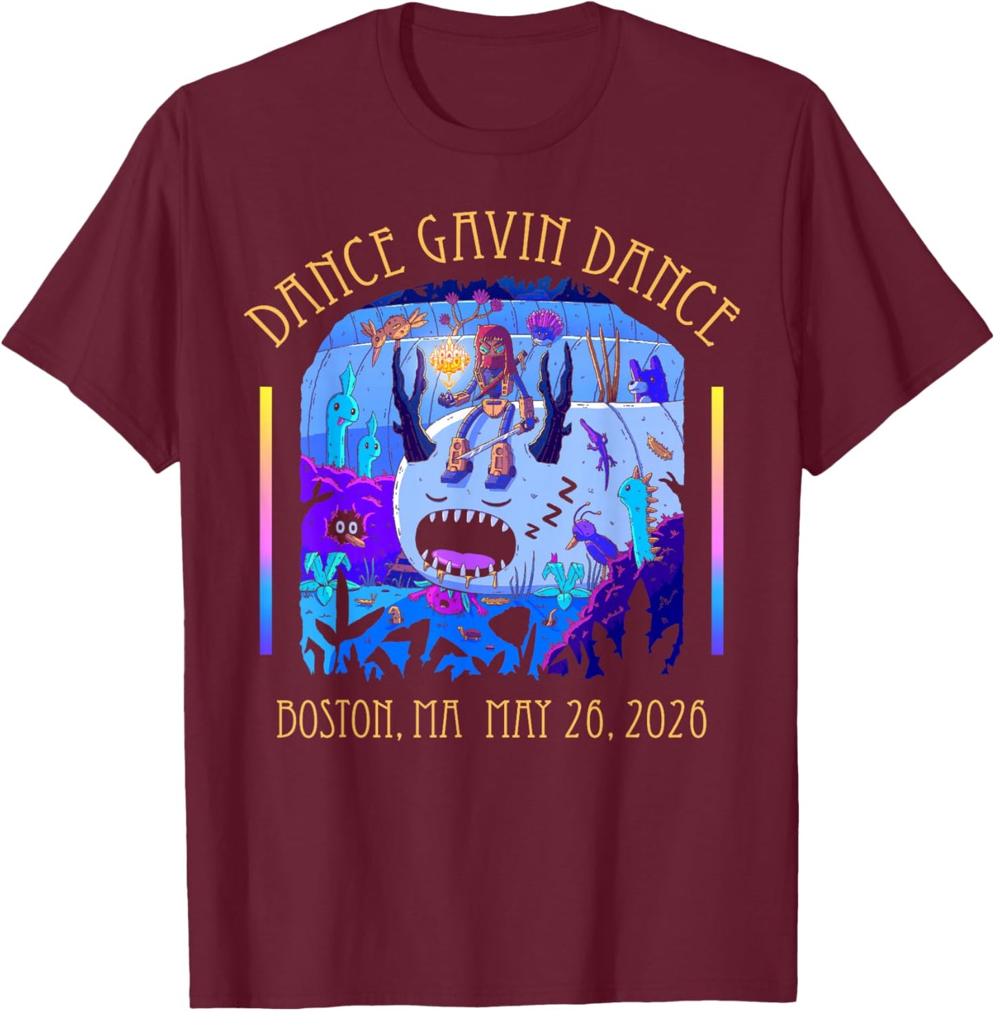 Dance Gavin Dance 2026 Tour Boston T-Shirt - T-Shirt | Maroon