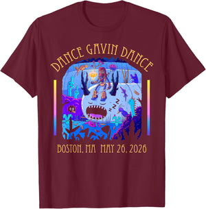 Dance Gavin Dance 2026 Tour Boston T-Shirt - T-Shirt | Maroon