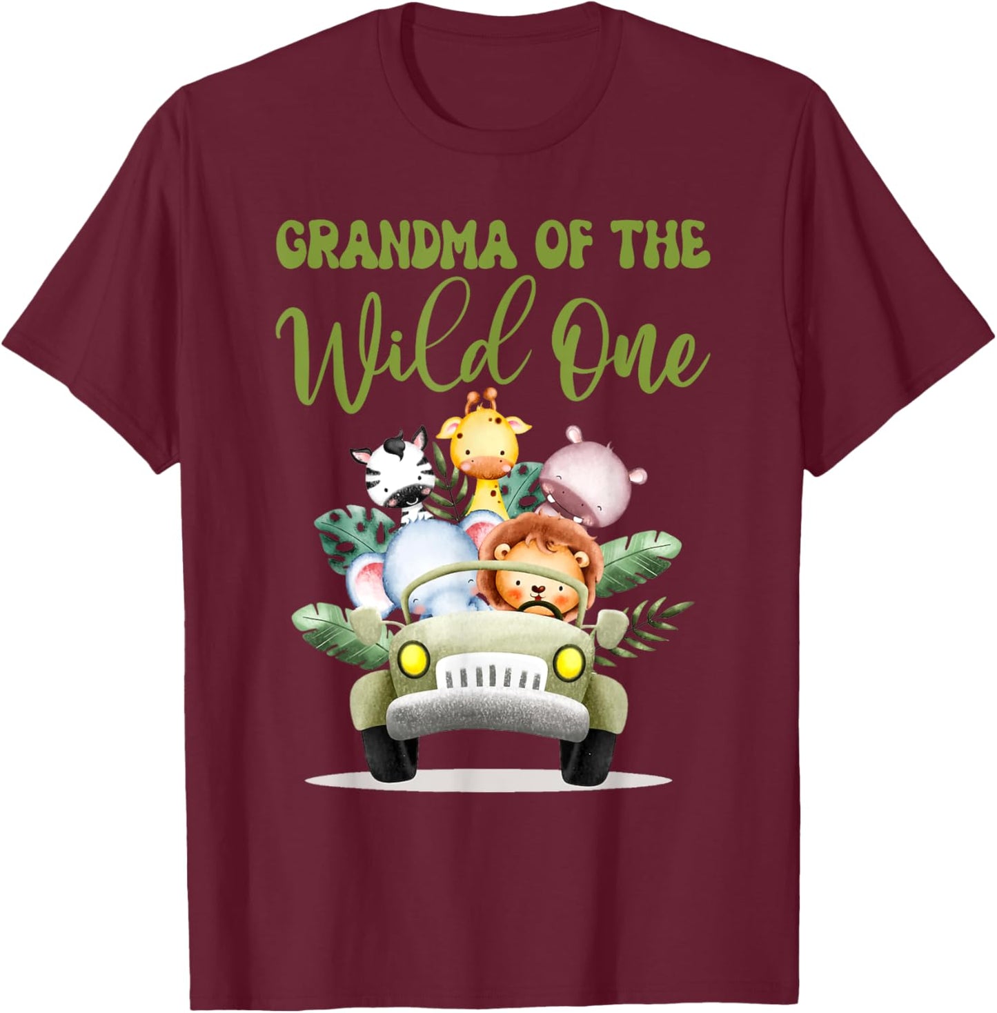 Grandma Of The Wild One 1st Birthday Safari Family Matching T-Shirt - T-Shirt | Maroon