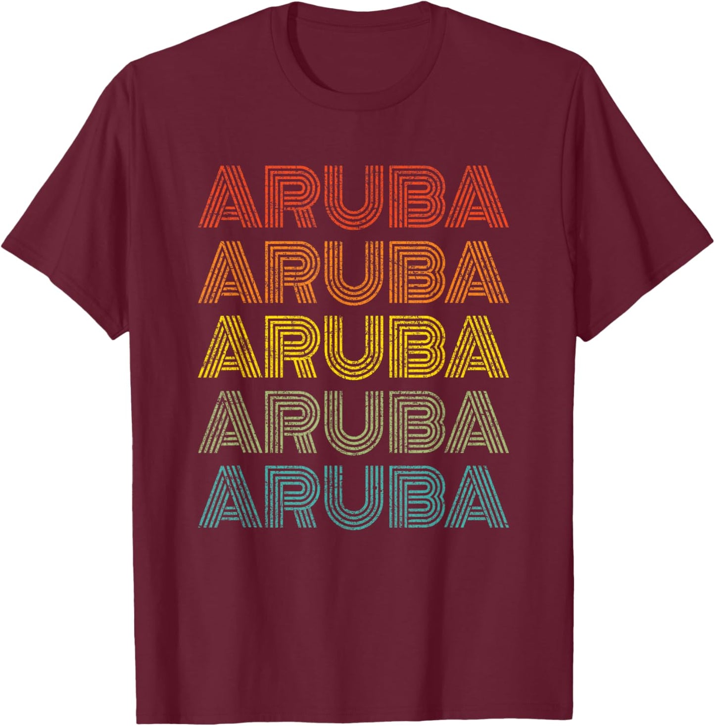 Vintage Aruba Cruise Vacation Souvenir Boys Girls Retro Text T-Shirt - T-Shirt | Maroon