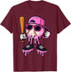 Baseball Drip Ice Cream – Pink Icecream Baseball Girls Kids T-Shirt - T-Shirt | Maroon