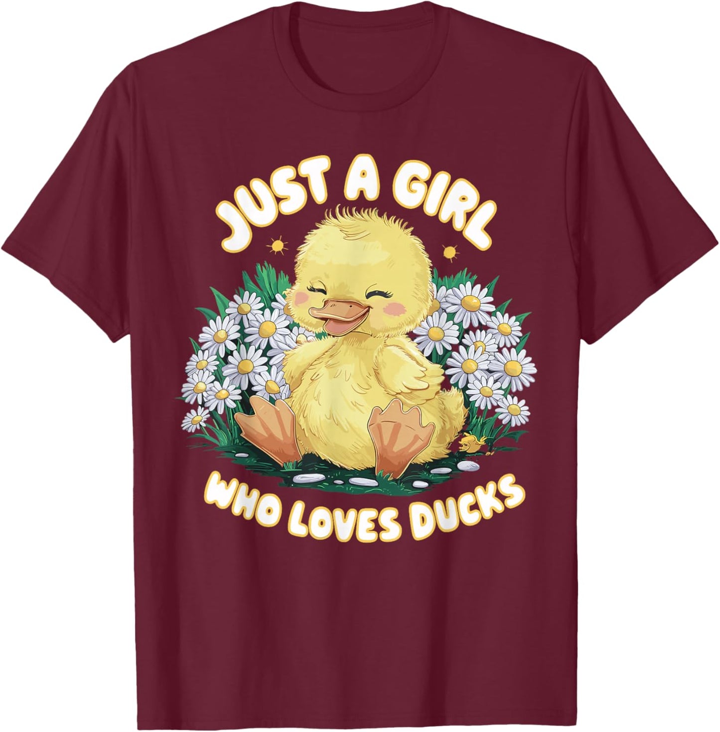 Just a Girl Who Loves Ducks Cute Duck T-Shirt - T-Shirt | Maroon