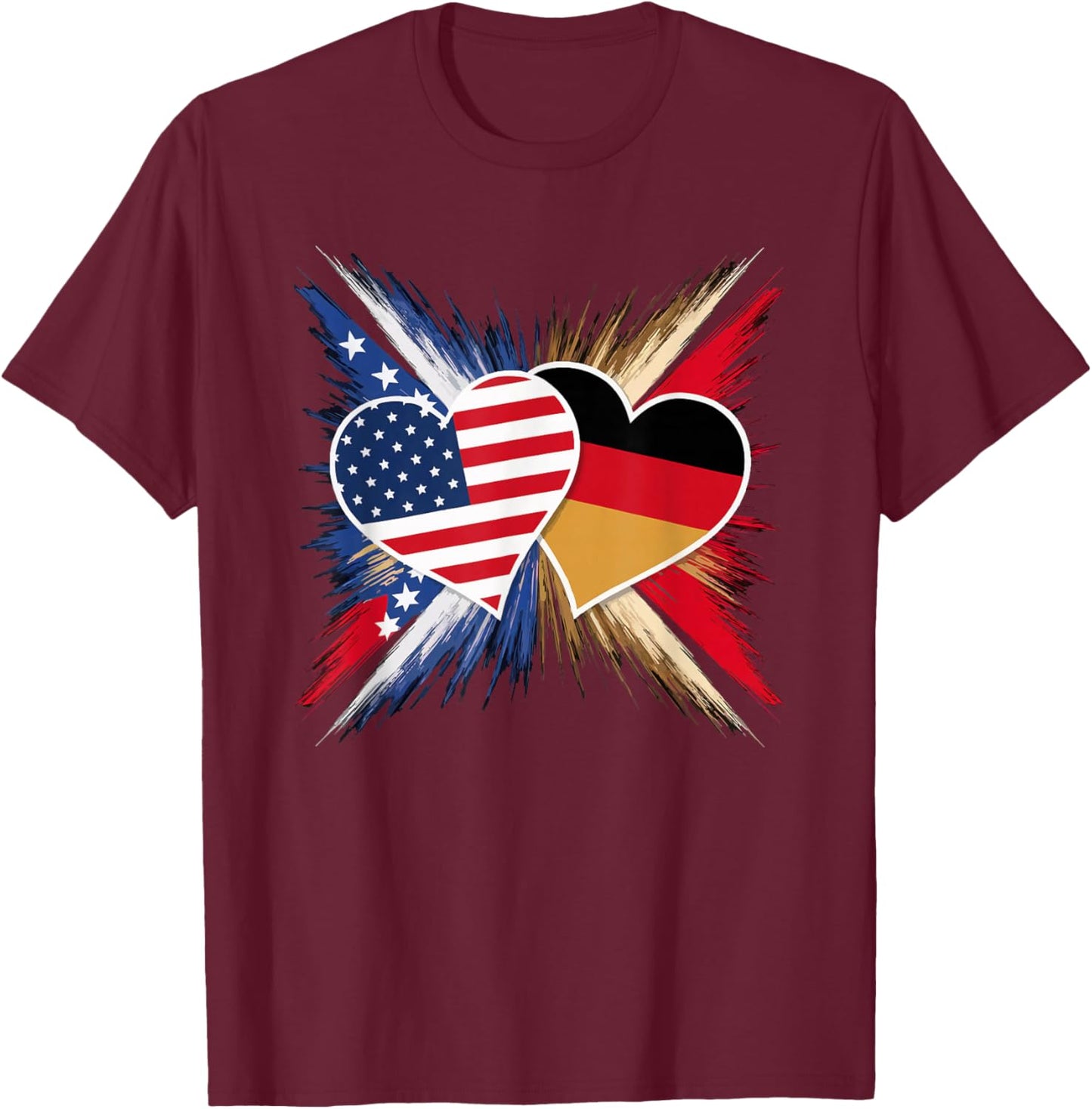 Half German Half American USA Flag Germany America T-Shirt - T-Shirt | Maroon