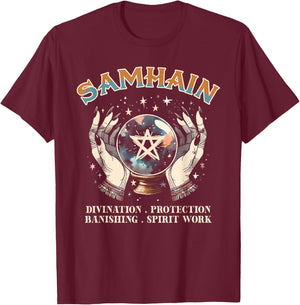Samhain Wheel Of The Year Solstice Celebration Pagan Samhain T-Shirt - T-Shirt | Maroon