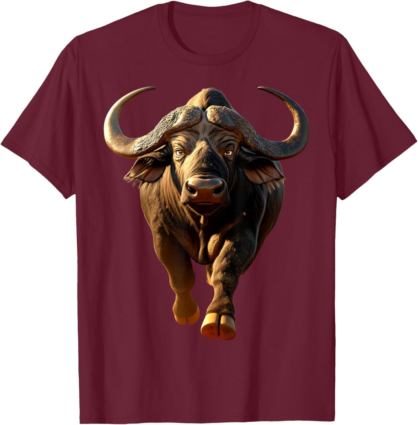 Buffalo Cape Water Buffalos Safari South African Buffalo T-Shirt - T-Shirt | Maroon