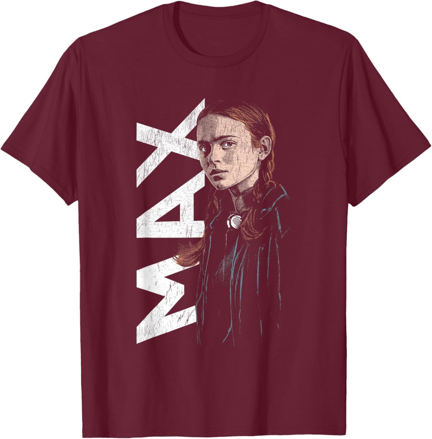 Stranger Things Max Neo Homage Officially Licensed T-Shirt - T-Shirt | Maroon