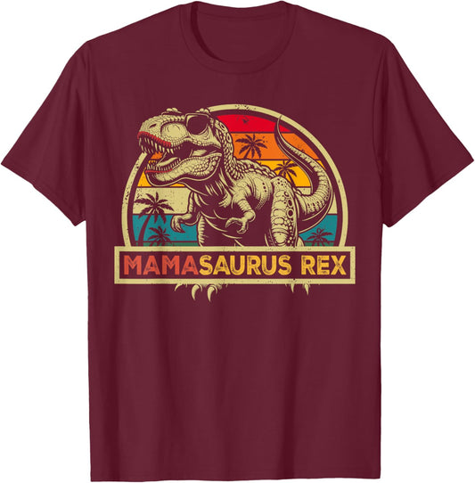 Mamasaurus Rex TRex Dinosaur Mama Saurus Rex Family Matching T-Shirt - T-Shirt | Maroon