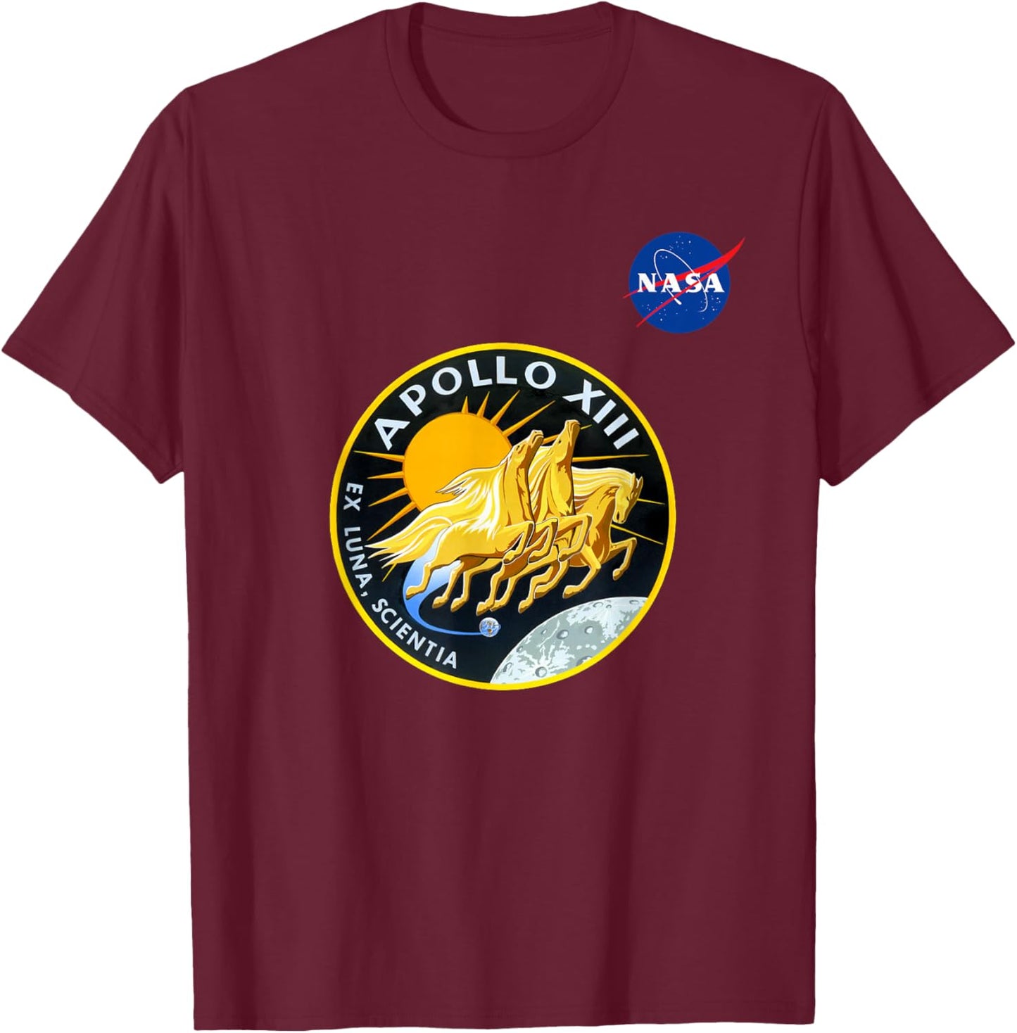 NASA Apollo 13 Mission Patch Meatball Logo T-Shirt - T-Shirt | Maroon