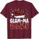 Glam ma Claus Merry Christmas Santa Hat Family Matching T-Shirt - T-Shirt | Maroon