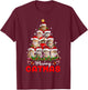 Meowy Catmas Cat Christmas Tree Lights Funny Xmas Pajamas T-Shirt - T-Shirt | Maroon