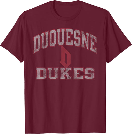 Duquesne Dukes Worn Navy Officially Licensed T-Shirt - T-Shirt | Maroon