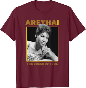 Aretha Franklin The Queen of Soul Music Portrait T-Shirt - T-Shirt | Maroon