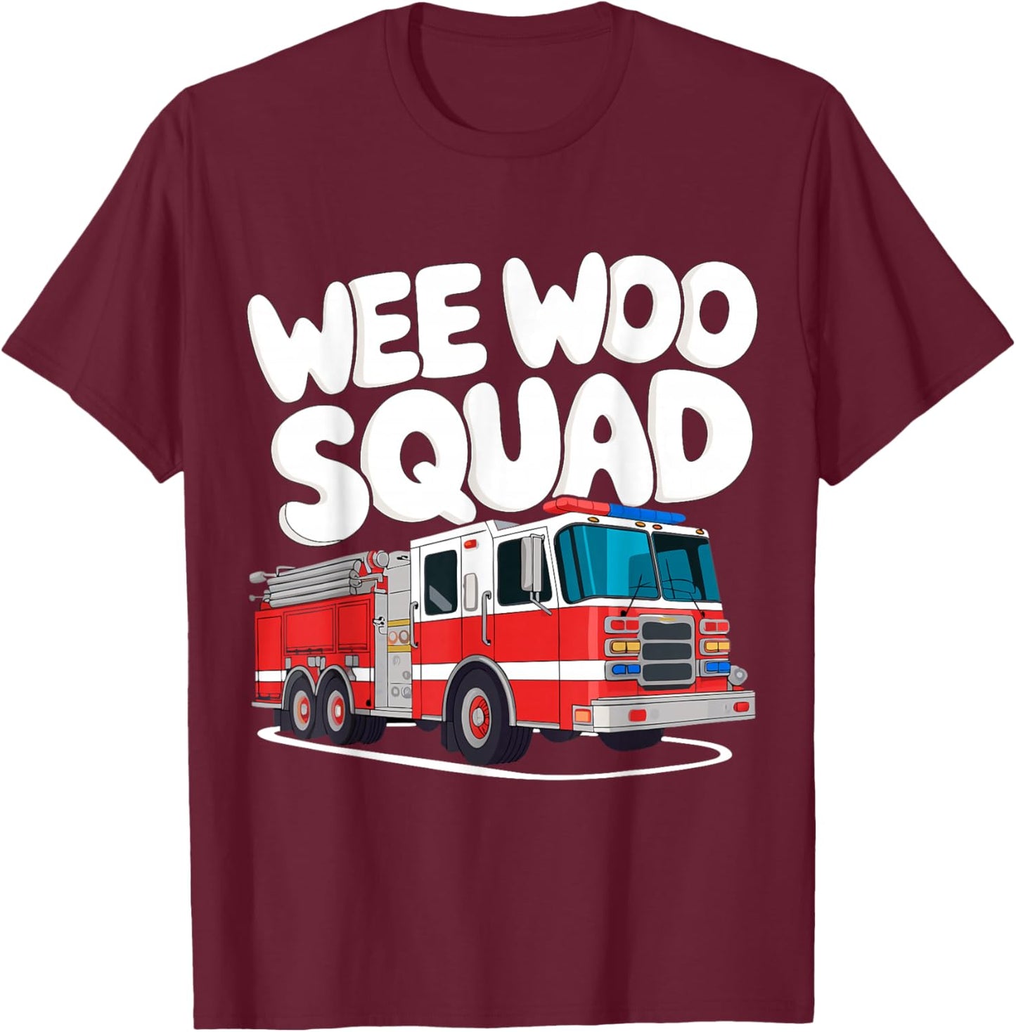 Funny Firefighter Art Women Kids Fire Truck Fireman T-Shirt - T-Shirt | Maroon