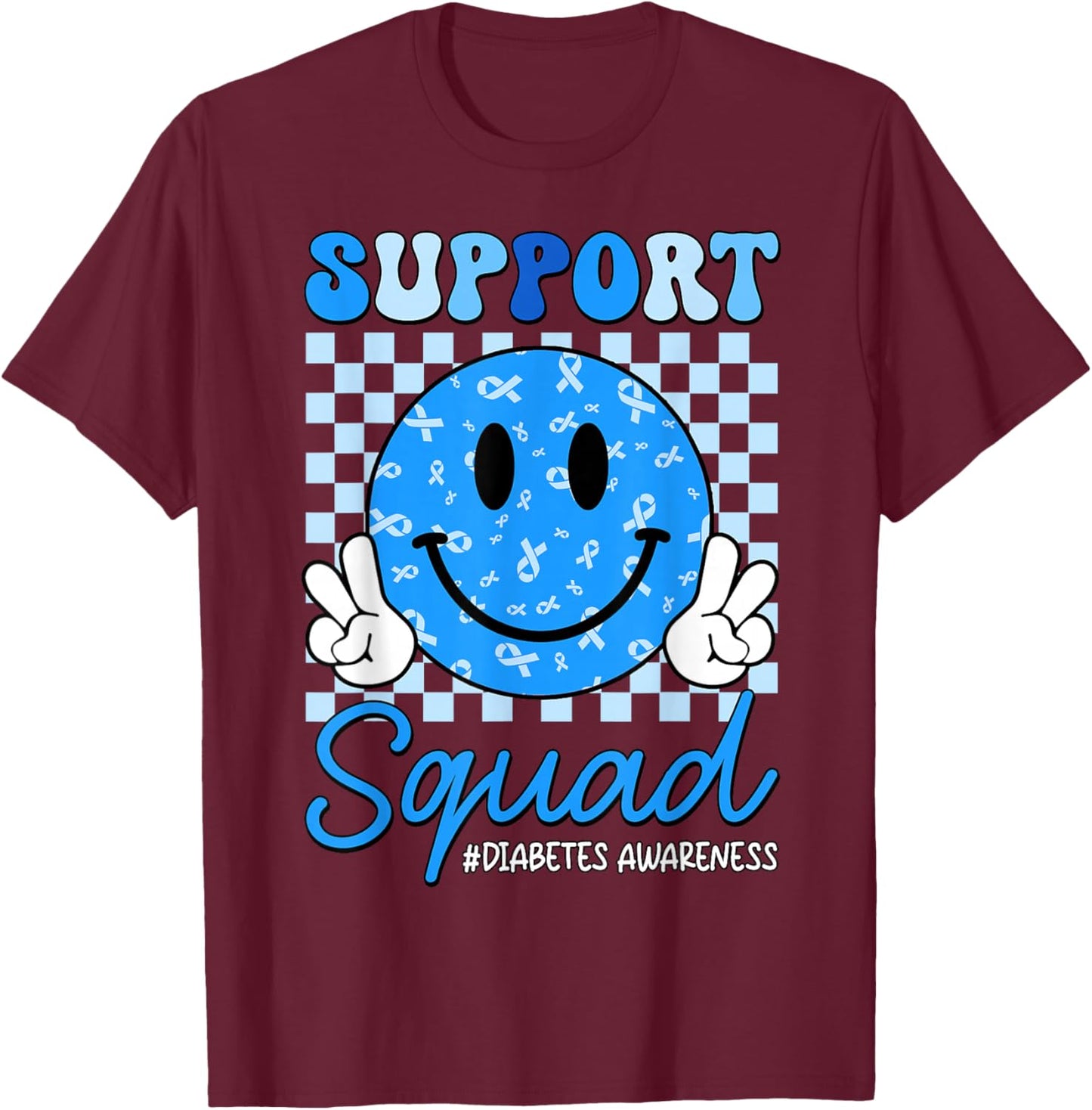 in November We Wear Blue Diabetes Awareness Support Squad T-Shirt - T-Shirt | Maroon