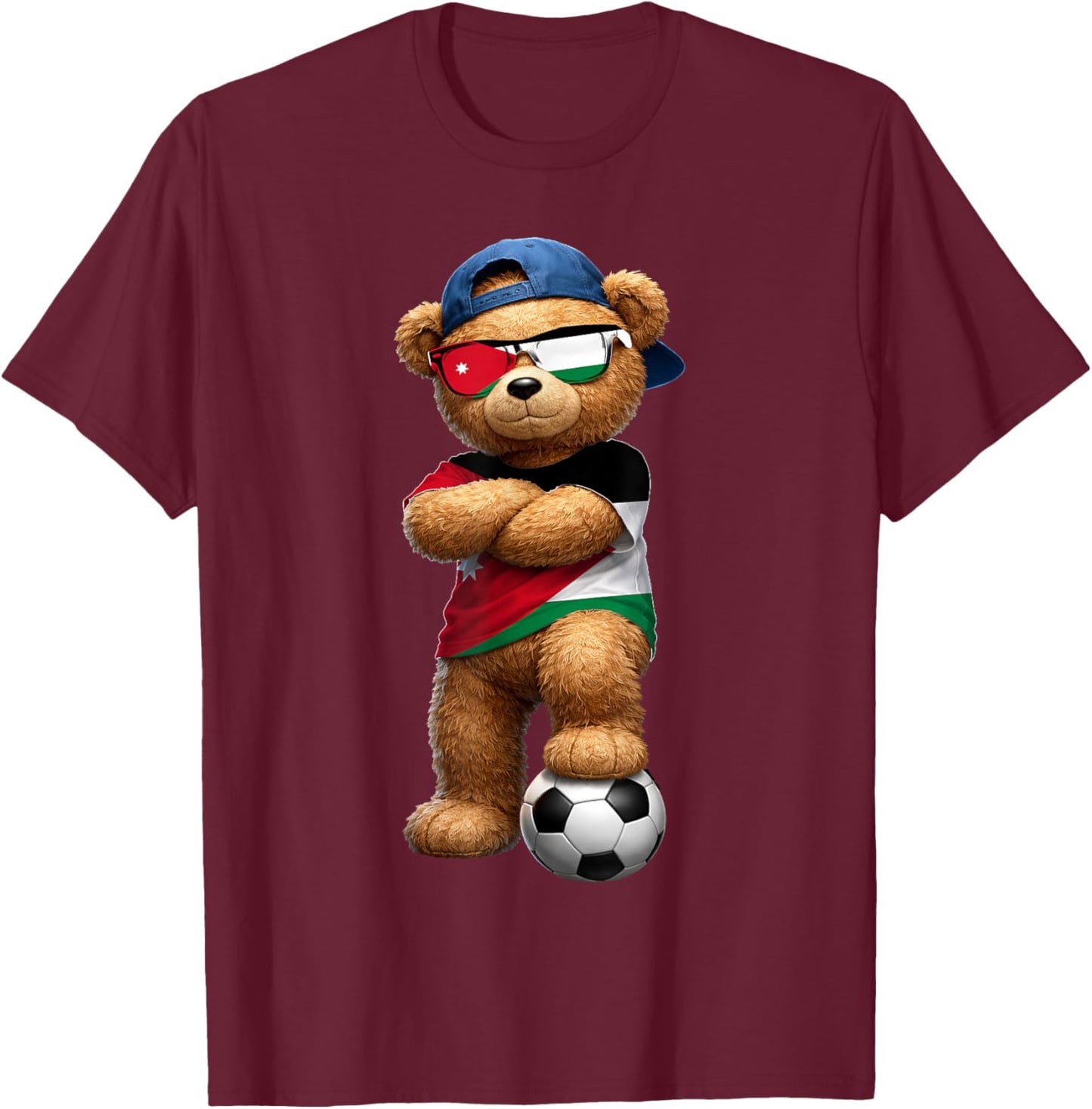 Jordanian Flag Teddy Player Sports Outfit for Jordan T-Shirt - T-Shirt | Maroon