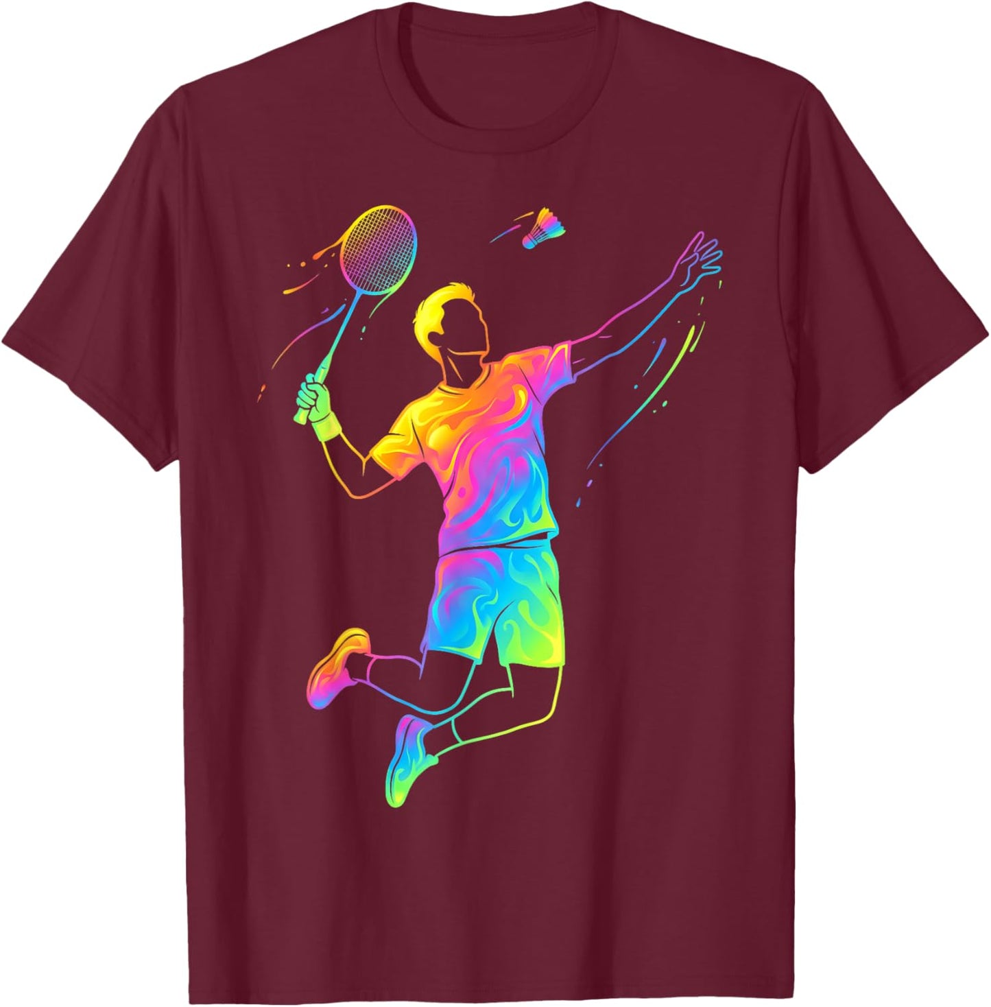 Badminton Player Man Child and Boy T-Shirt - T-Shirt | Maroon