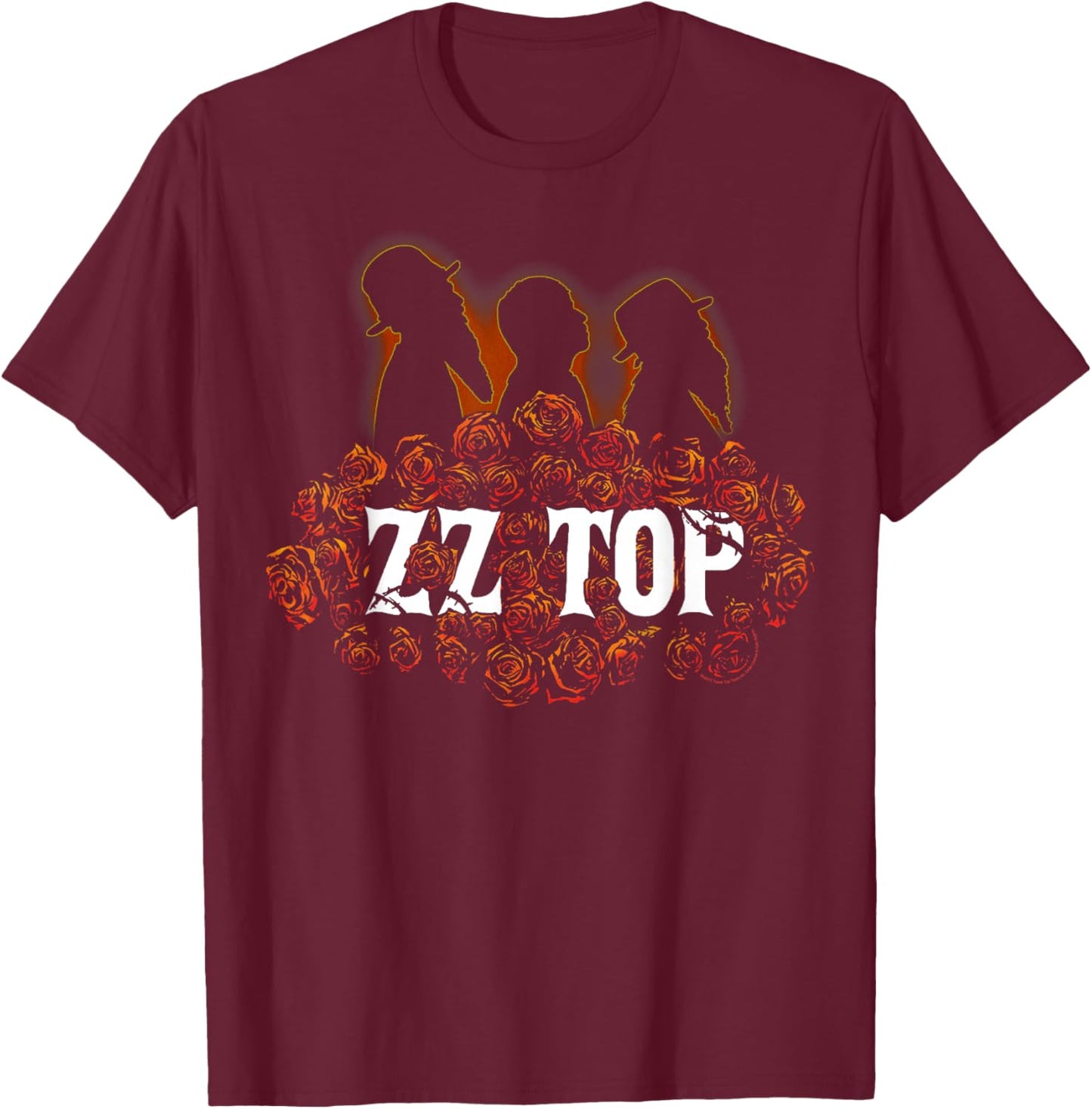 ZZ Top Roses T-Shirt - T-Shirt | Maroon