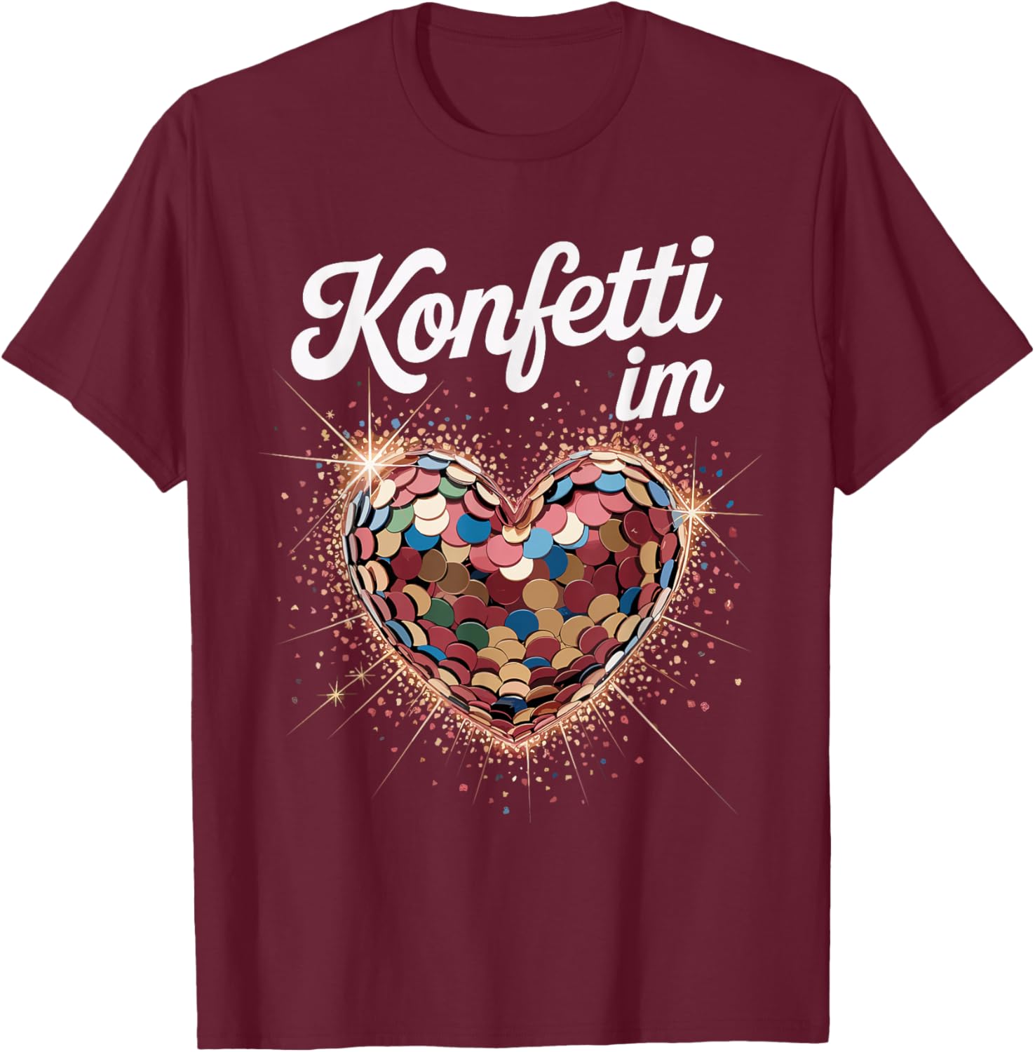 Confetti in the Heart Carnival Costume Women's Fancy Dress Outfit T-Shirt - T-Shirt | Maroon