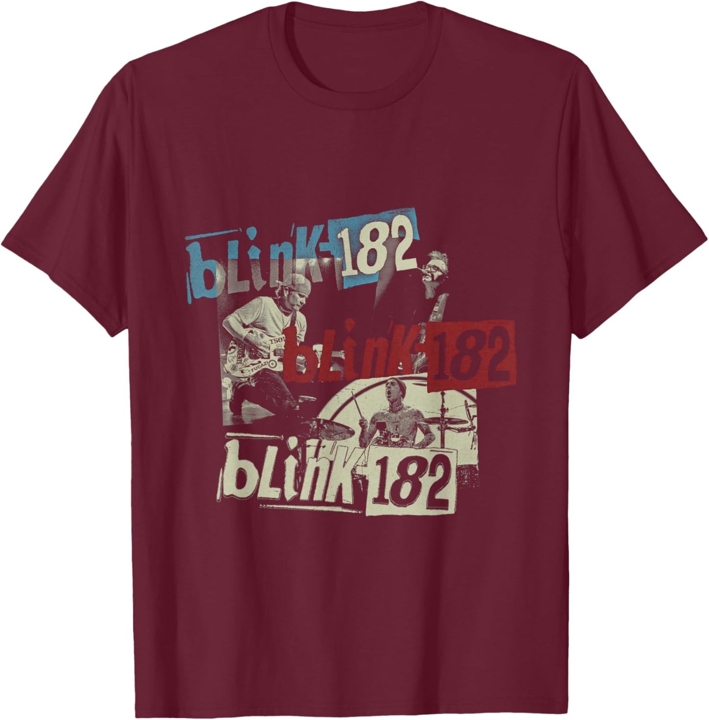 Official Blink 182 Photo , black, S T-Shirt - T-Shirt | Maroon