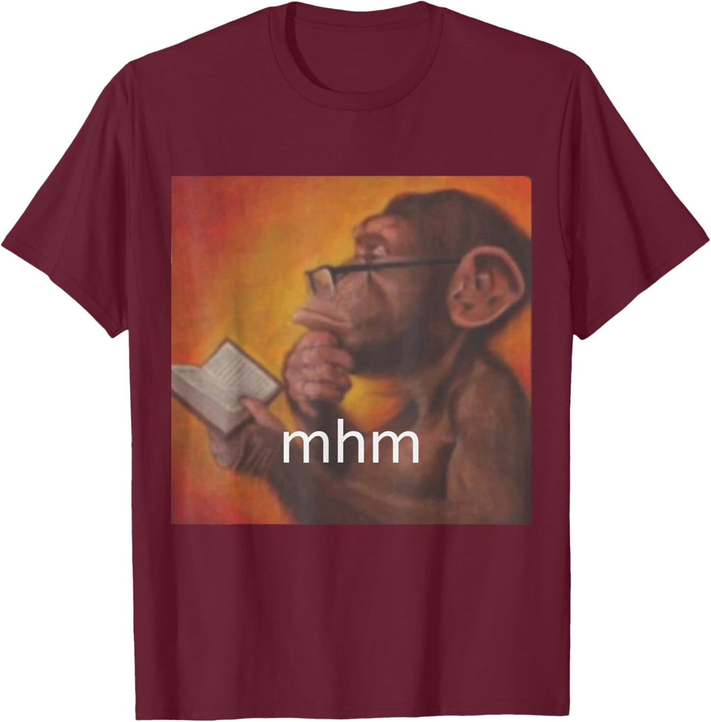Thinking Monkey Meme Trending Funny Men Woman Kids T-Shirt - T-Shirt | Maroon