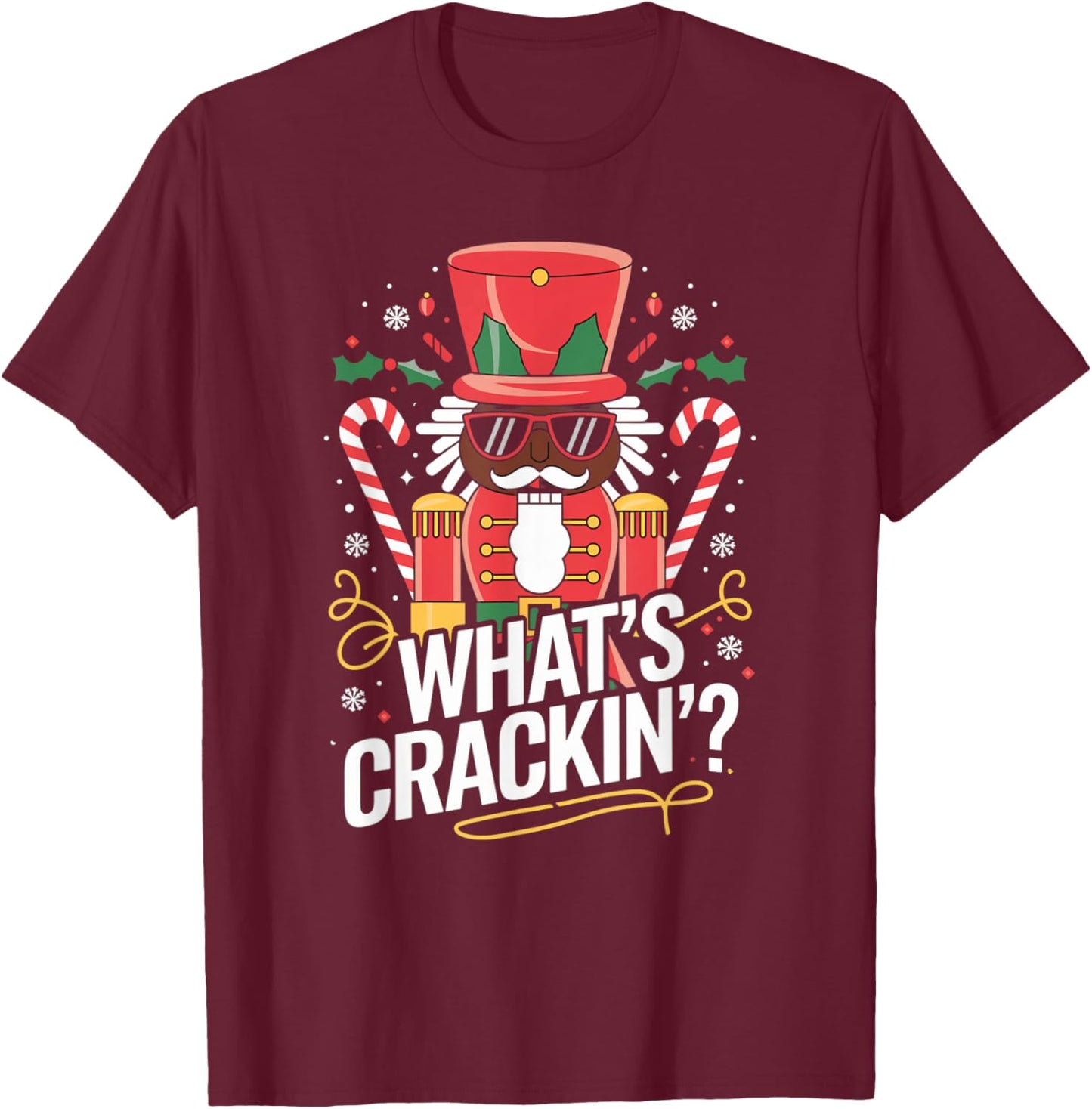 Funny Christmas African American Nutcracker Men Women Kids T-Shirt - T-Shirt | Maroon