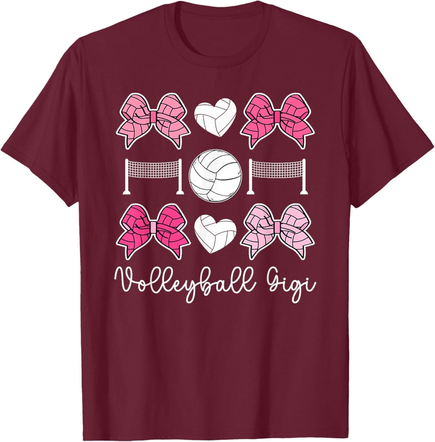Volleyball Gigi Of A Volleyball Player Gigi Coquette T-Shirt - T-Shirt | Maroon