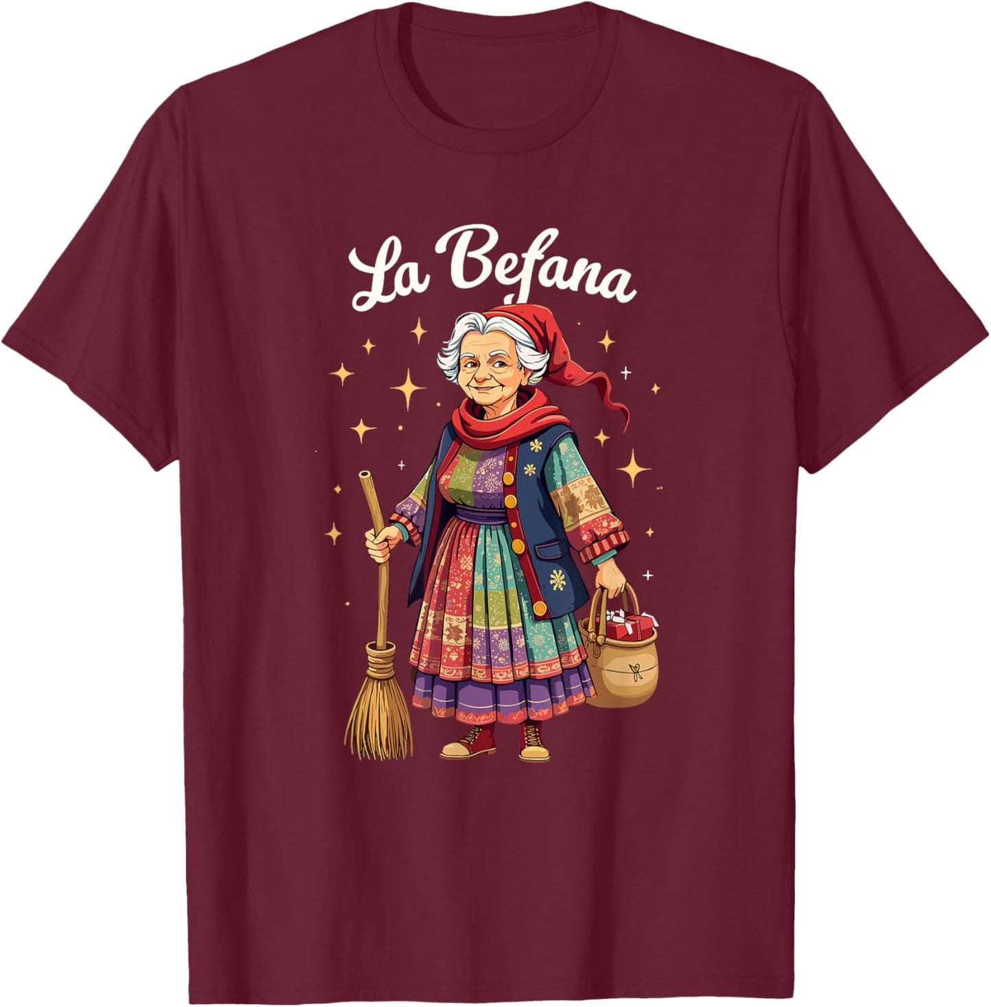 La Befana Christmas Witch Italian Xmas T-Shirt - T-Shirt | Maroon