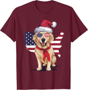 Golden Retriever American Flag 4th Of July Patriotic USA T-Shirt - T-Shirt | Maroon