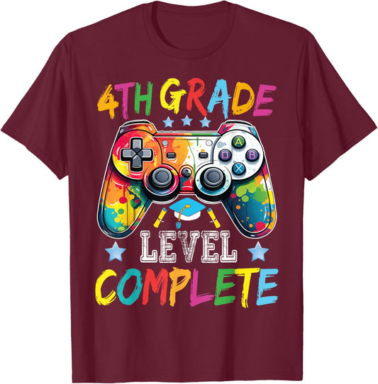 4th Grade Level Complete Shirt Graduation Last Day Of School T-Shirt - T-Shirt | Maroon