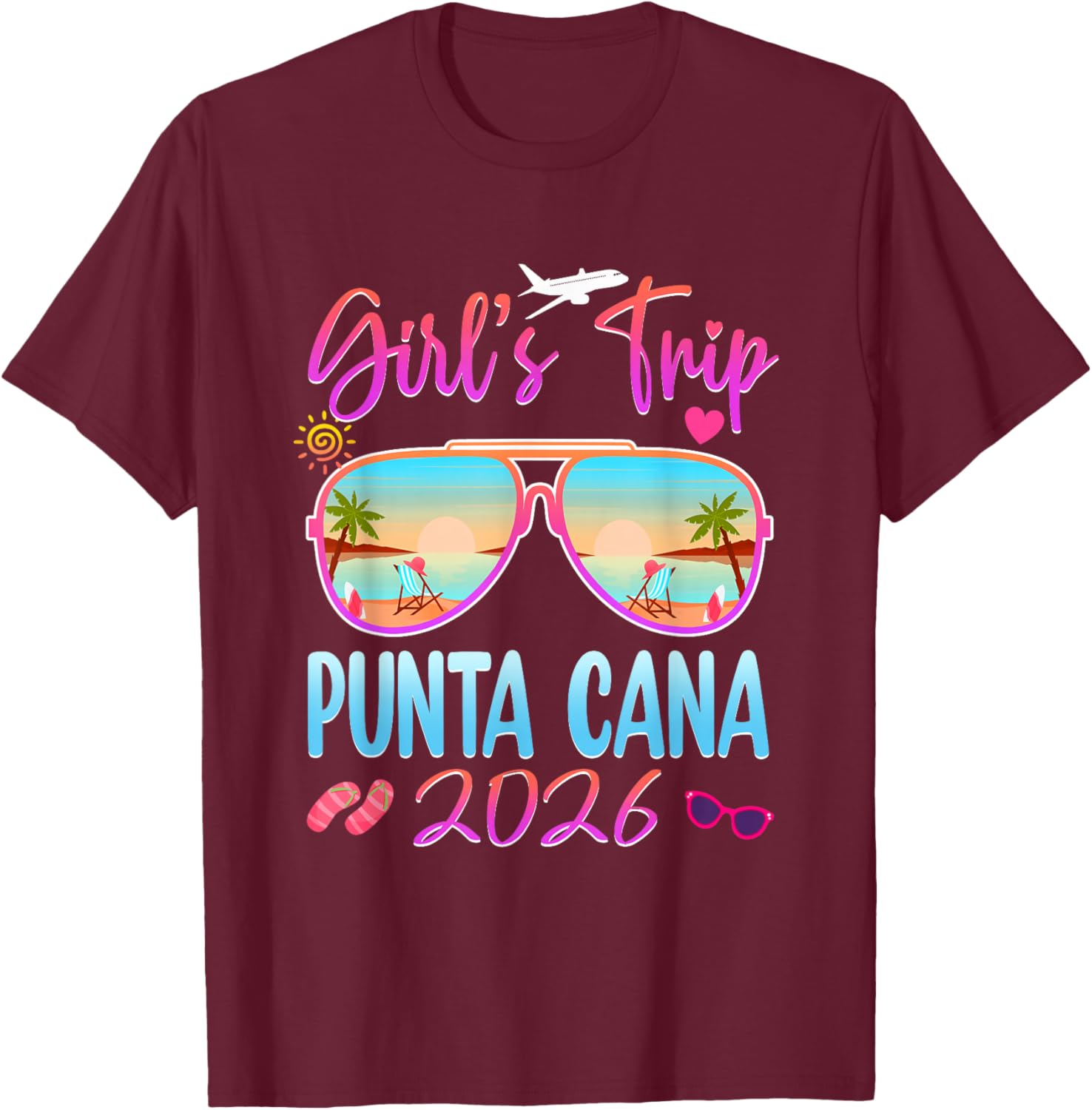 Girls Trip Punta Cana 2026 Summer Beach Vacay T-Shirt - T-Shirt | Maroon