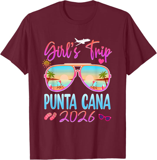 Girls Trip Punta Cana 2026 Summer Beach Vacay T-Shirt - T-Shirt | Maroon