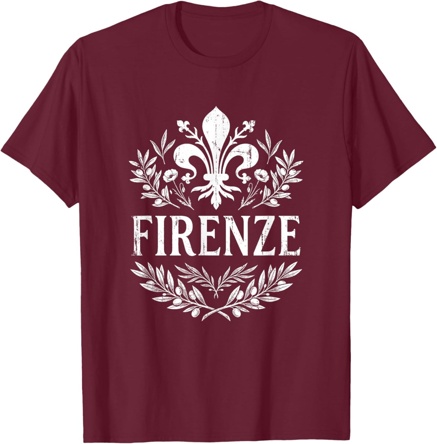Firenze Florence Florentine Lily Vintage Italy Souvenir T-Shirt - T-Shirt | Maroon
