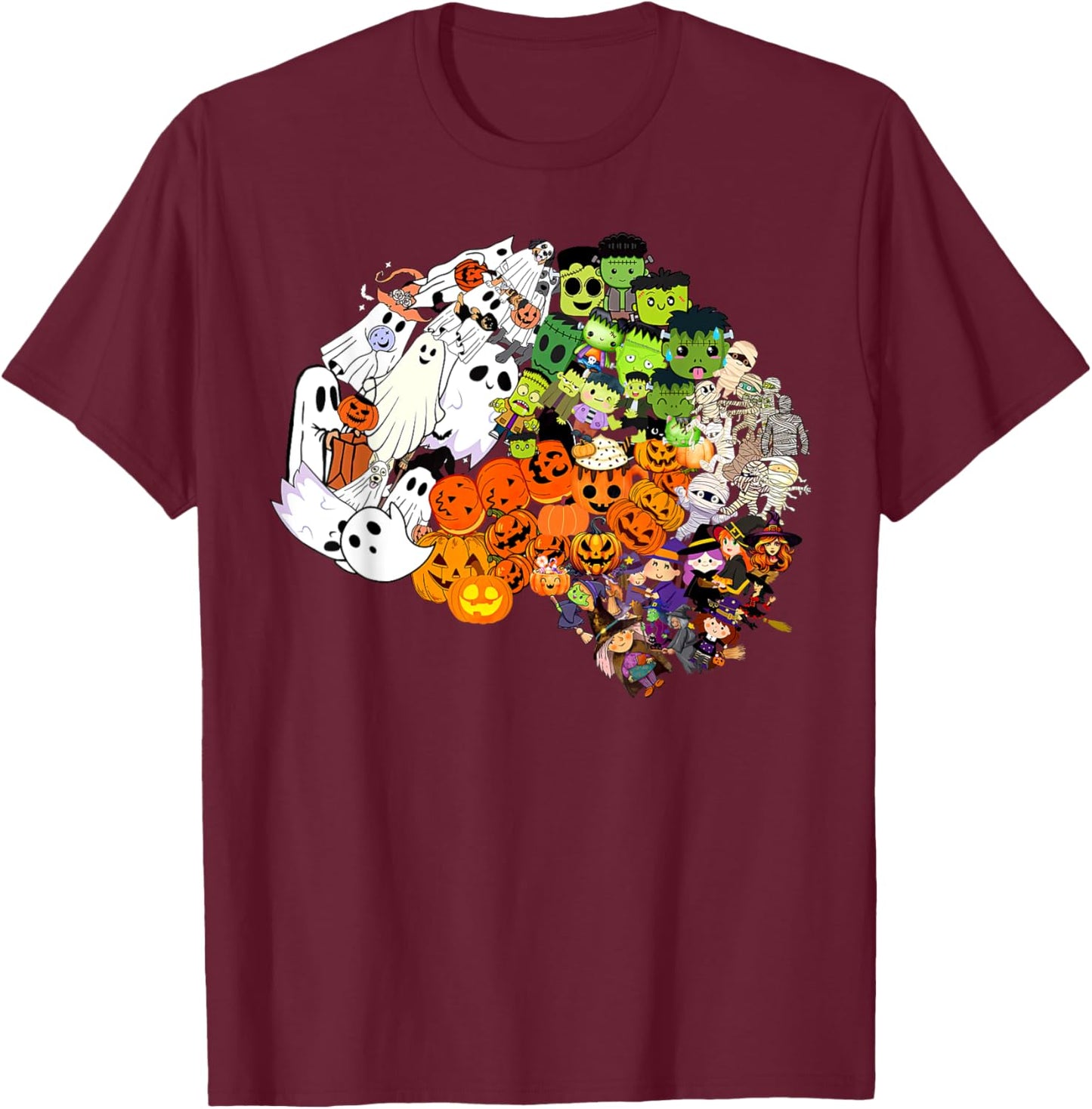 Anatomy Brain Science Neurology Halloween Neuro Nurse Ghost T-Shirt - T-Shirt | Maroon
