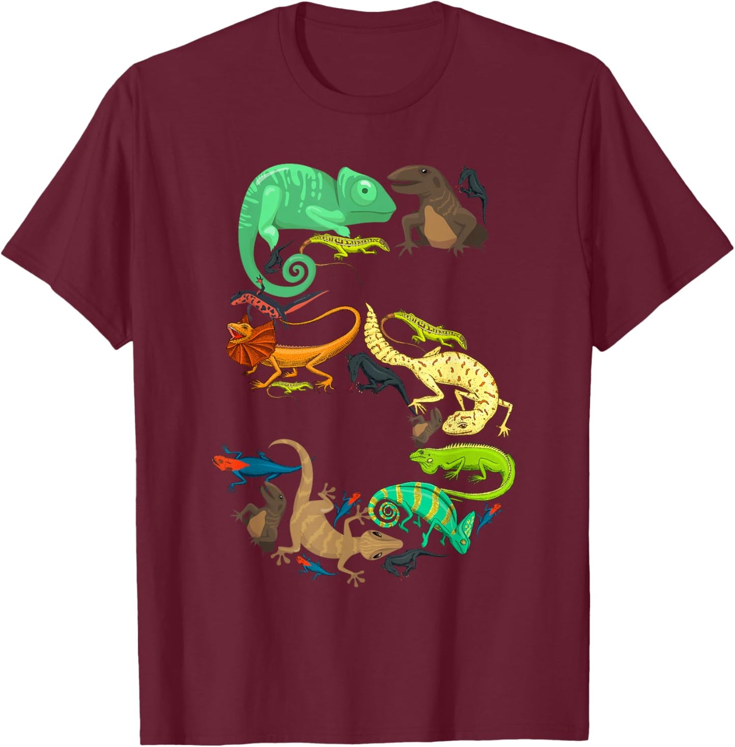 Kids 5th Birthday Reptiles Lizards Themed 5 Year Old Boys T-Shirt - T-Shirt | Maroon