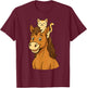 Cute Cat Riding Horse T-Shirt - T-Shirt | Maroon
