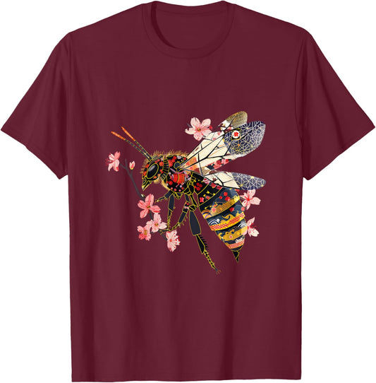 Giant Hornet Japanese Origami Hornets Cherry Blossom T-Shirt - T-Shirt | Maroon