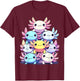Axolotls Colorful Cute Kawaii Axolotl T-Shirt - T-Shirt | Maroon