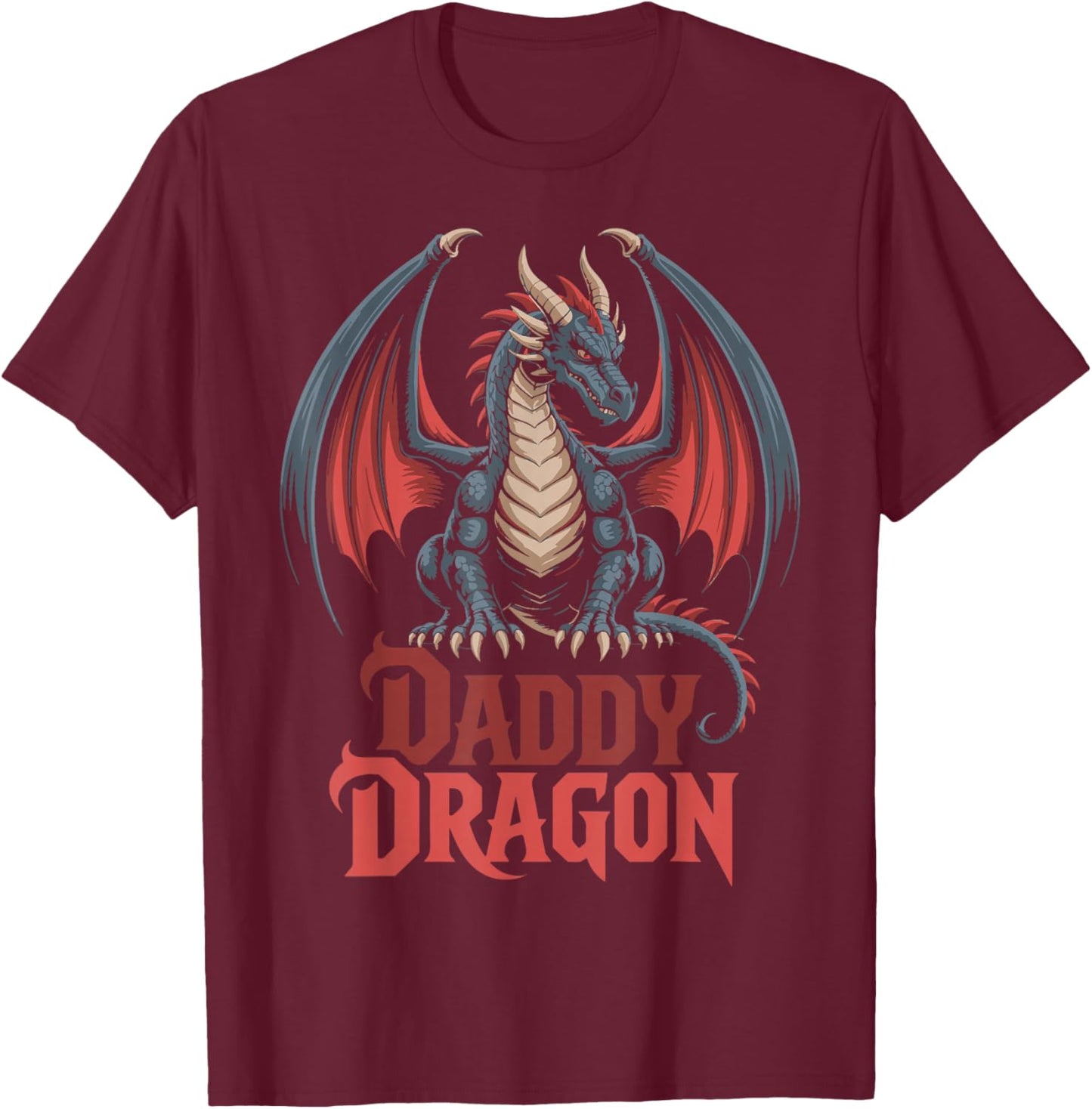 Daddy Dragon Fantasy Theme T-Shirt - T-Shirt | Maroon
