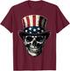 4th Of July Shirt American Flag Skull Skeleton Men T-Shirt - T-Shirt | Maroon