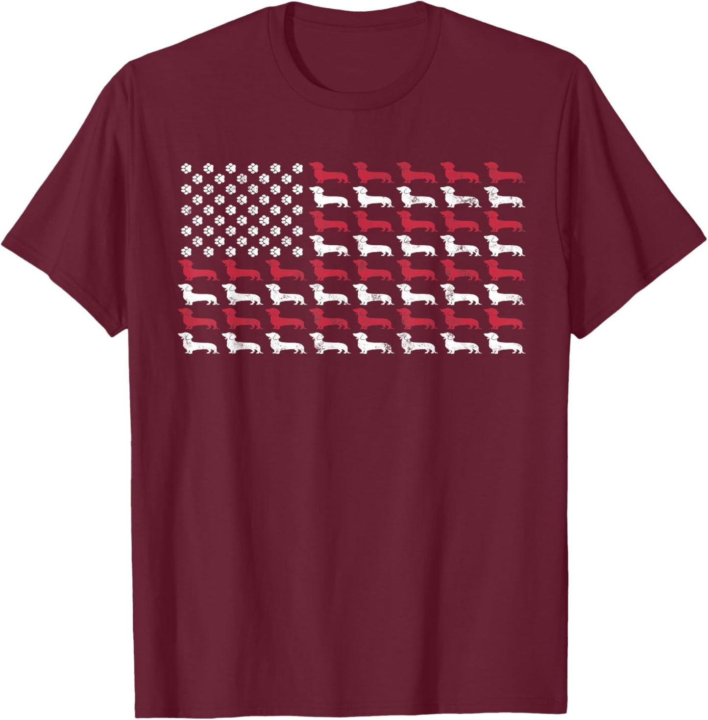 American Flag Dachshund Patriotic Dog Men Women 4th of July T-Shirt - T-Shirt | Maroon