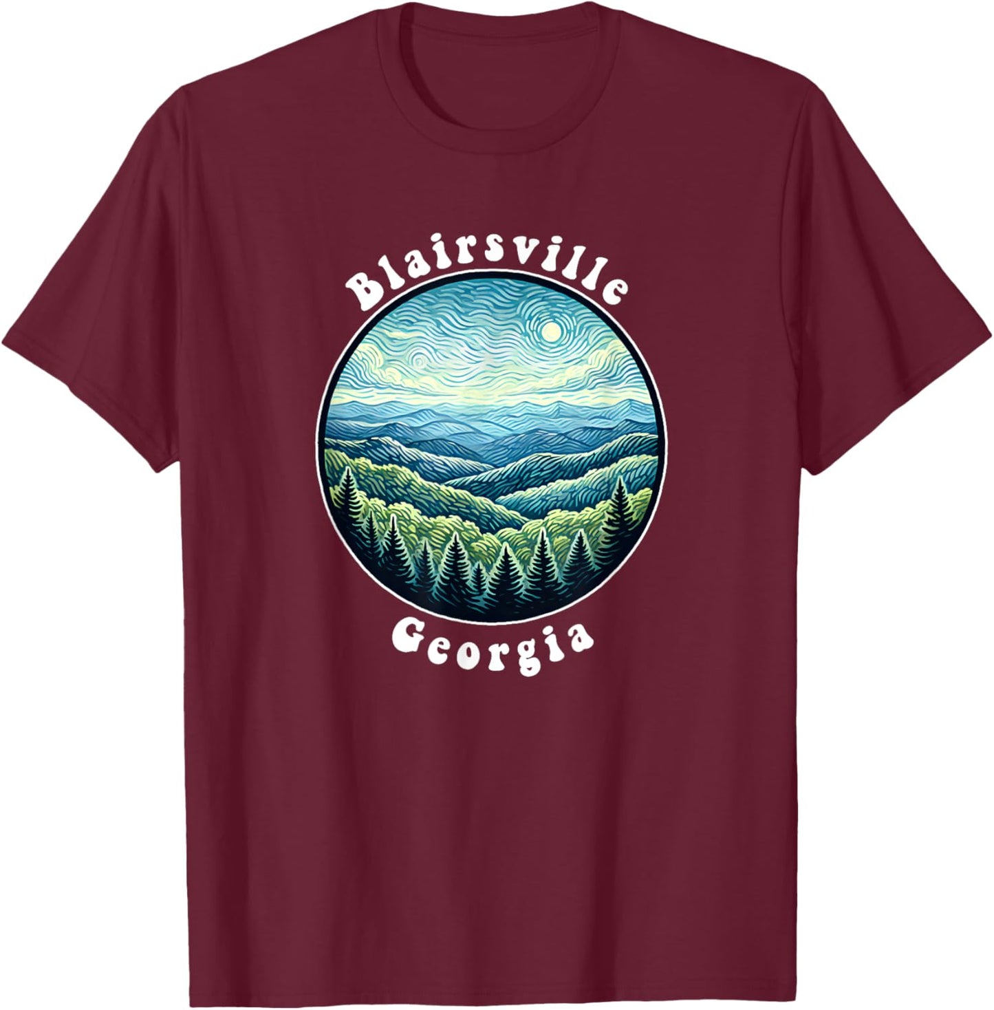 Blairsville Georgia Mountains Forest Vacation Souvenir T-Shirt - T-Shirt | Maroon