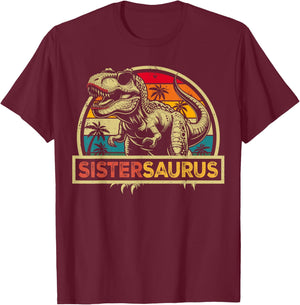 Sistersaurus T Rex Dinosaur Sister Saurus Family Matching T-Shirt - T-Shirt | Maroon
