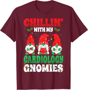 Chillin with My Cardiology Cardiac Nurse Christmas Gnomes T-Shirt - T-Shirt | Maroon